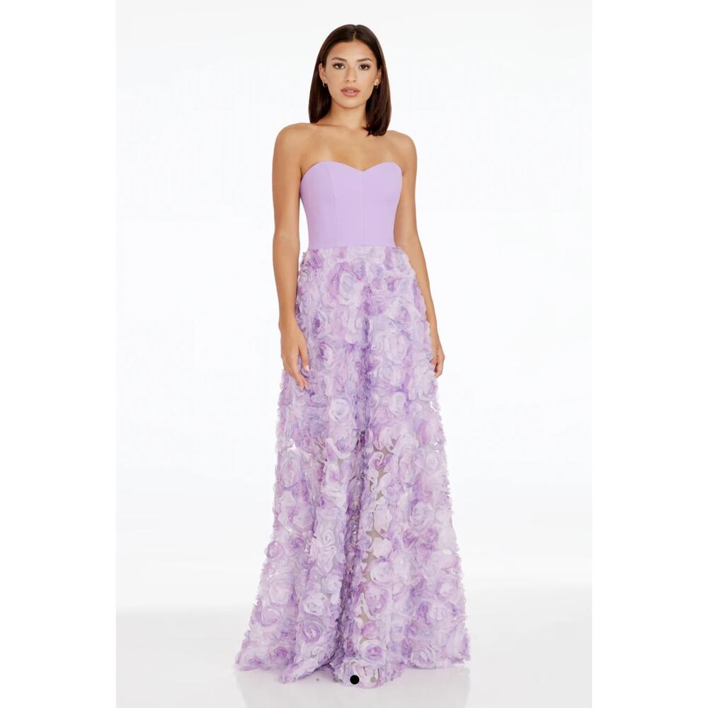 Dress the Population Purple Lavender Multi Audrina Gown Dress NWT Size X-Small